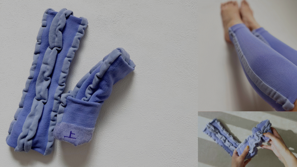 産後のむくみに効果がある着圧サポーター、着圧ソックスの写真。入院バッグの必需品。